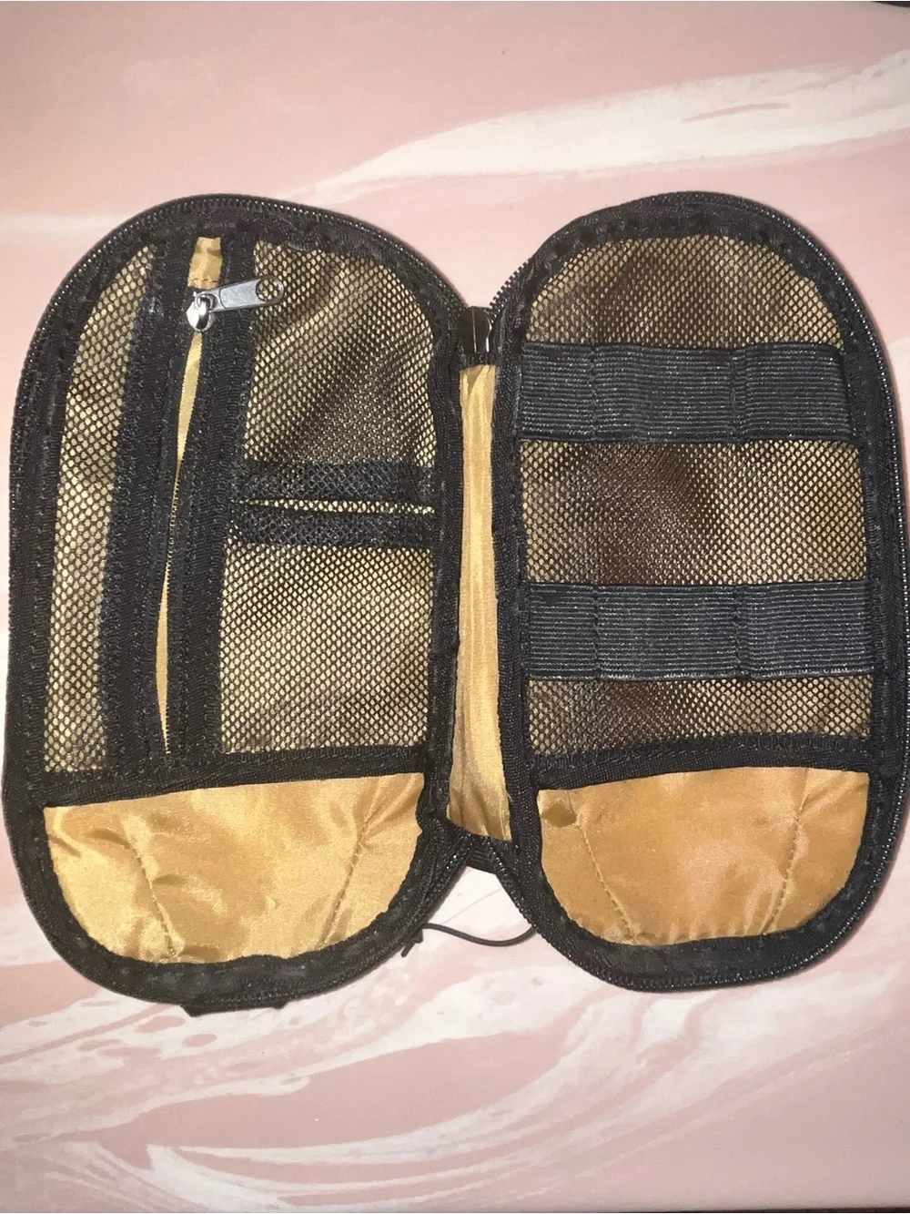 Black Textured Zip Pouch